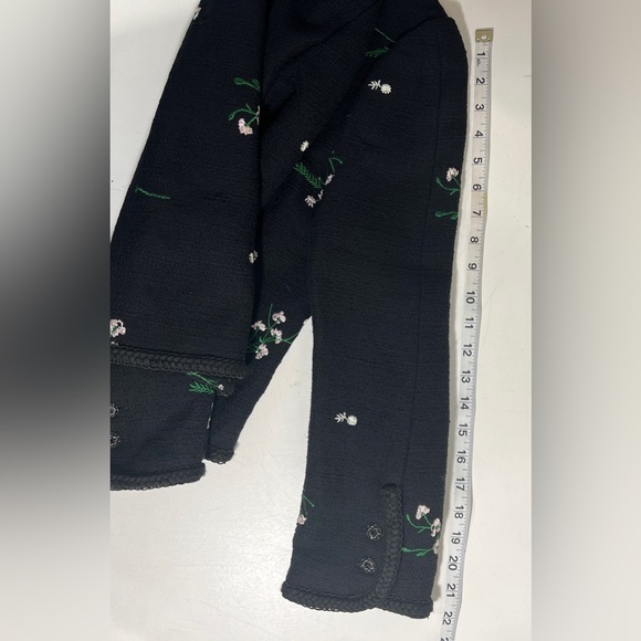 Zara Floral Embroidered Black Blazer Jacket Small Preppy Casual Dark Academia - Picture 9 of 13